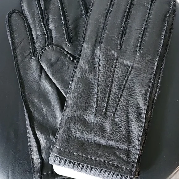 Stewart of Scotland Fashion Leather Winter Gloves (Men's L, Black) - Picture 2 of 3
